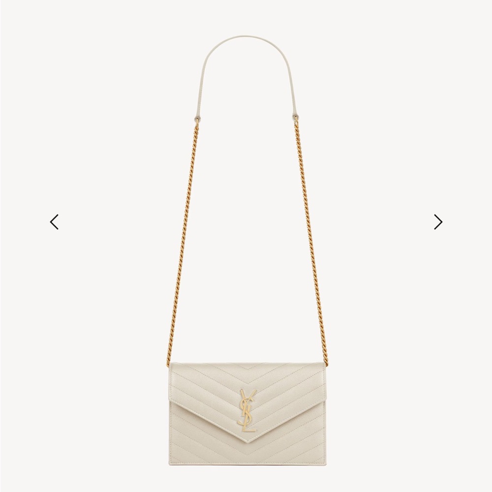 Yves Saint Laurent Cream Chevron Clutch